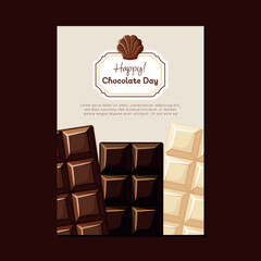 World chocolate day banner template with chocolate bars collection