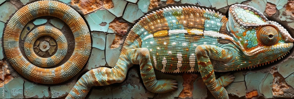 Aufkleber captivating chameleon skin texture highlighting adaptive color changes and intricate patterns