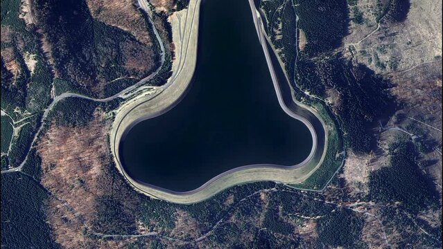 Vattenfall Pumped Storage Power Plant (Pumpspeicherwerk Vattenfall) in Germany aerial drone view.
