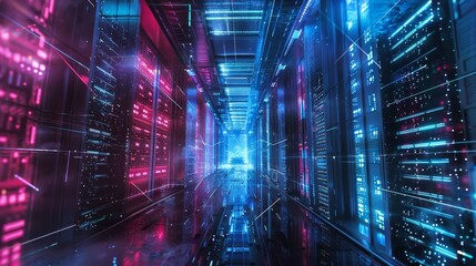 Concept art of a surreal exascale supercomputer, achieving exaflop speeds, set in a high fantasy, cyberpunk scenario