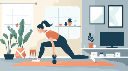 Sporty young woman training at home Vectot style vector