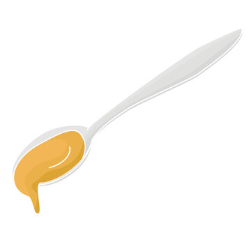 metal tablespoon with liquid color vector illustration