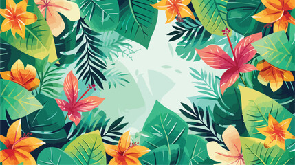 Spring design over leafs background vector illustration