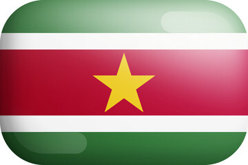 Suriname National Flag 3D Rounded Glossy Icon Isolated Design Element