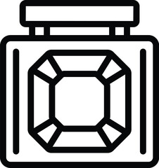 Black and white line art of an ornate, vintage perfume bottle suitable for logos or fashion designs