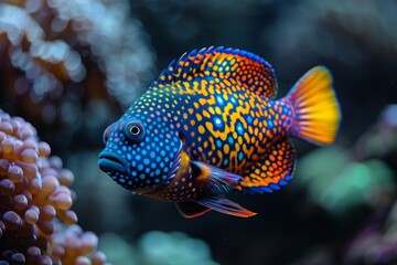 Triggerfish with vibrant colors and unique patterns, appealing to marine enthusiasts. 