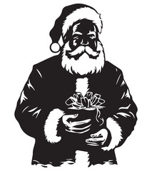 Silhouette Santa claus christmas holiday present closeup