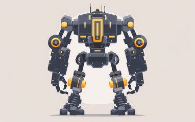 robot flat design front view mechanical theme animation Monochromatic Color Scheme