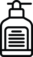 Black and white vector line art icon representing a liquid soap dispenser