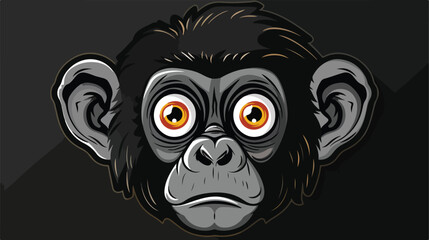 Sticker of black background square with face of monkey