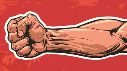 Sticker silhouette muscular arm with a clenched fist