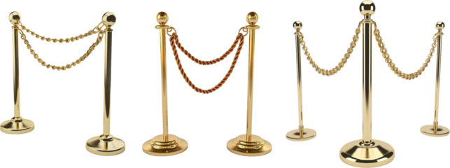 gold metal barrier isolated on white background