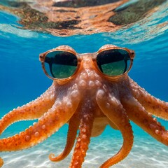 サングラスをしたタコ