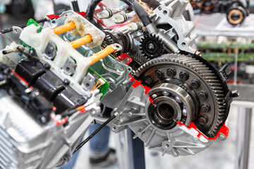 Fototapeta premium Close up of a dismantled electric motor drive.
