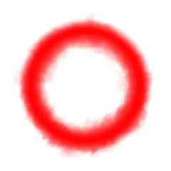 Red magical geometric circle neon portal shrouded in light smoke. Round glowing frame. Futuristic teleporter. Light effect. Bright lights illuminate a night scene. Runway light effect. PNG.
