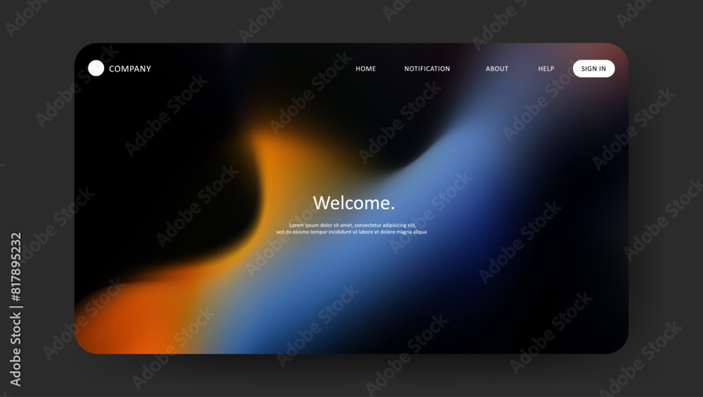 Poster abstract wave futuristic design of landing page. retro gradient mesh website design
