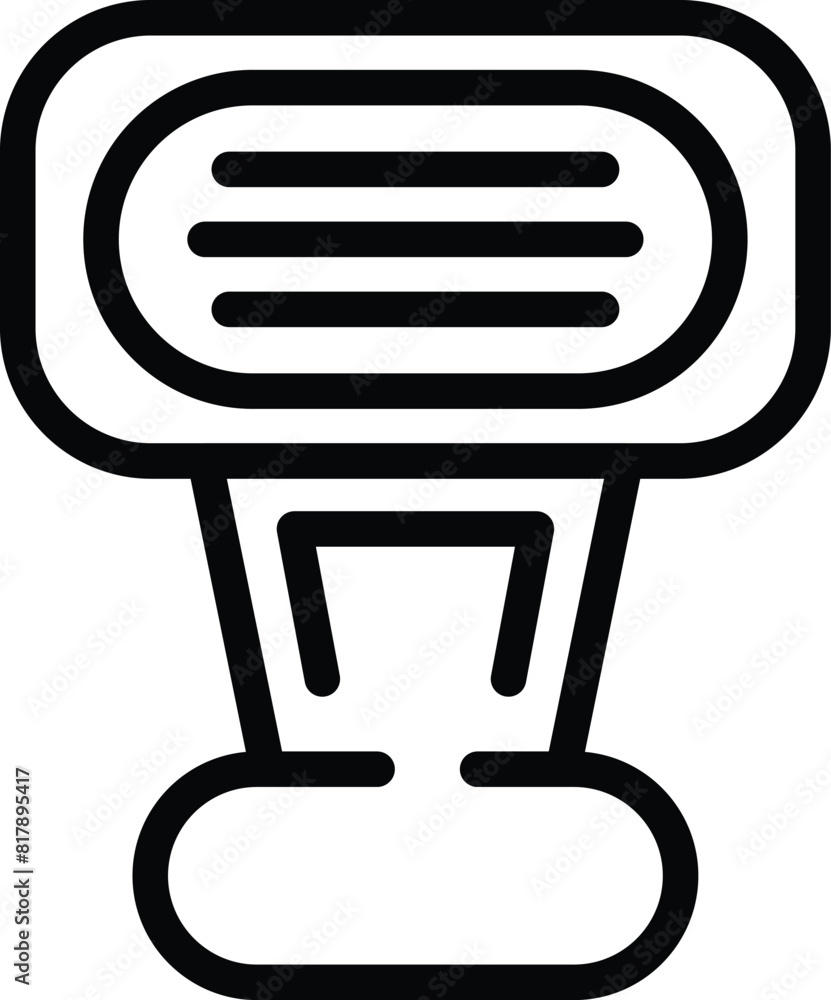 Poster vector illustration of a simplified line art drawing of a push pin in a black and white color scheme