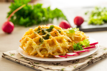 fried crispy vegetable potato waffles