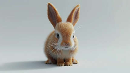 Obraz premium 3D Render of a brown rabbit on a white background