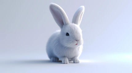 Obraz premium 3D Render of a white rabbit on a white background