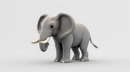 Obraz premium 3D Render of a cute elephant on a white background