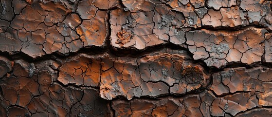 A close up of a tree trunk with a lot of cracks and holes - Powered by Adobe