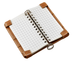 Notebook mockup with blank pages and spiral isolated png on transparent background