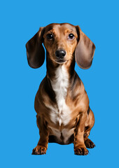 A cute dog with a blue background, Generative AI