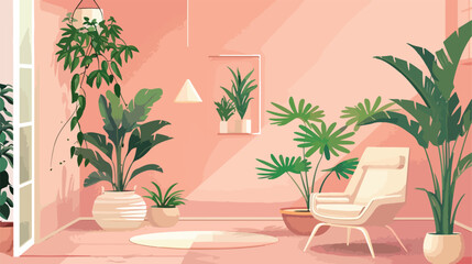 Stylish interior of room with beautiful houseplants vector