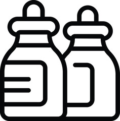 Vector graphic of two stylized condiment bottles in a simple line art design