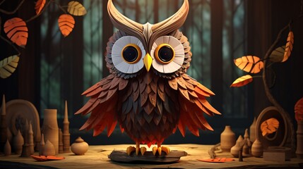 image of a charming owl with its wings 