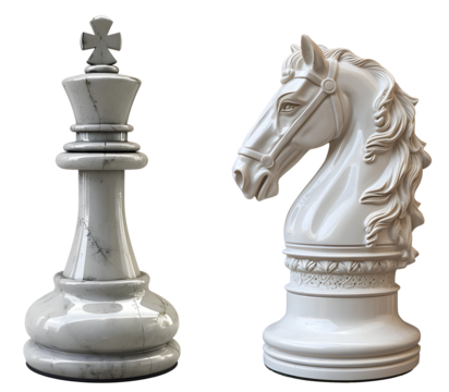 white chess queen and horse isolated png on transparent background