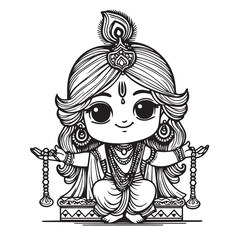 vector illustration of Shree Krishna.
