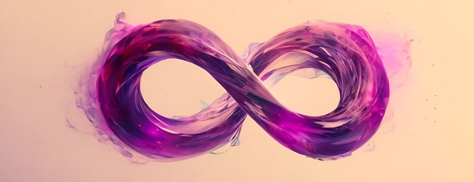Pink and purple infinity symbol made of flowing energy.