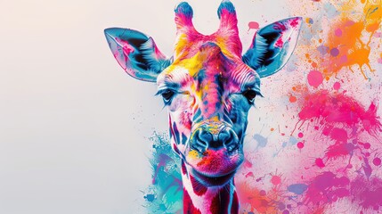 Vibrant Giraffe Portrait with Harmonious Background