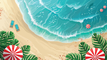 Summer Beach background in a top view background vector