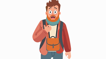 Surprised man with purse on white background Vectot style