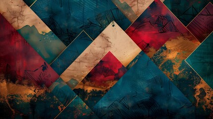 Abstract background, Geometric background with Luxurious Oriental style watercolor background