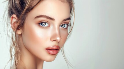 Naklejka premium Portrait of Beautiful Woman with Clear Skin
