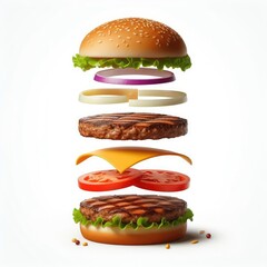 Hamburger Floating in the Air