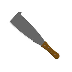 Cane machete with wooden handle flat design illustration isolated on white background.