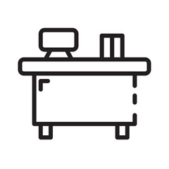 Office Desk Finance Line Icon