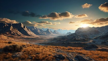 Naklejka premium 3d rendered photo of spectacular nature landscape