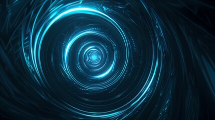 Obraz premium Digital technology blue spiral flowing lines poster background