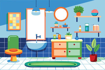 Flat illustration of a bathroom, vector illustration.