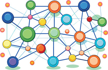 Flat illustration of a connection network, vector illustration.