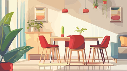 Fototapeta na wymiar Table with chairs design Home room decoration interio