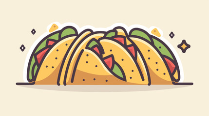 Taco block line style icon design Eat food restaurant