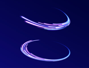 Colorful Light Trails, Long Time Exposure Motion Blur Effect. Abstract fire flare trace lens flares acceleration speed motion on night road. Acceleration speed motion on night road. 