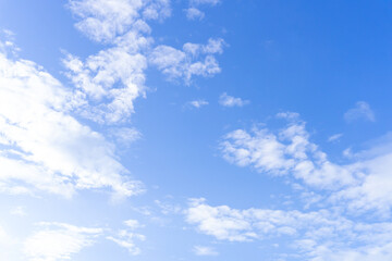 Beautiful blue sky with strange shape of clouds in the morning or evening used as natural background texture in decorative art work